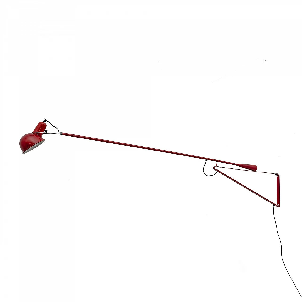 Wall light 265 in red enamelled iron by P. Rizzato for Arteluce, 1970s 9