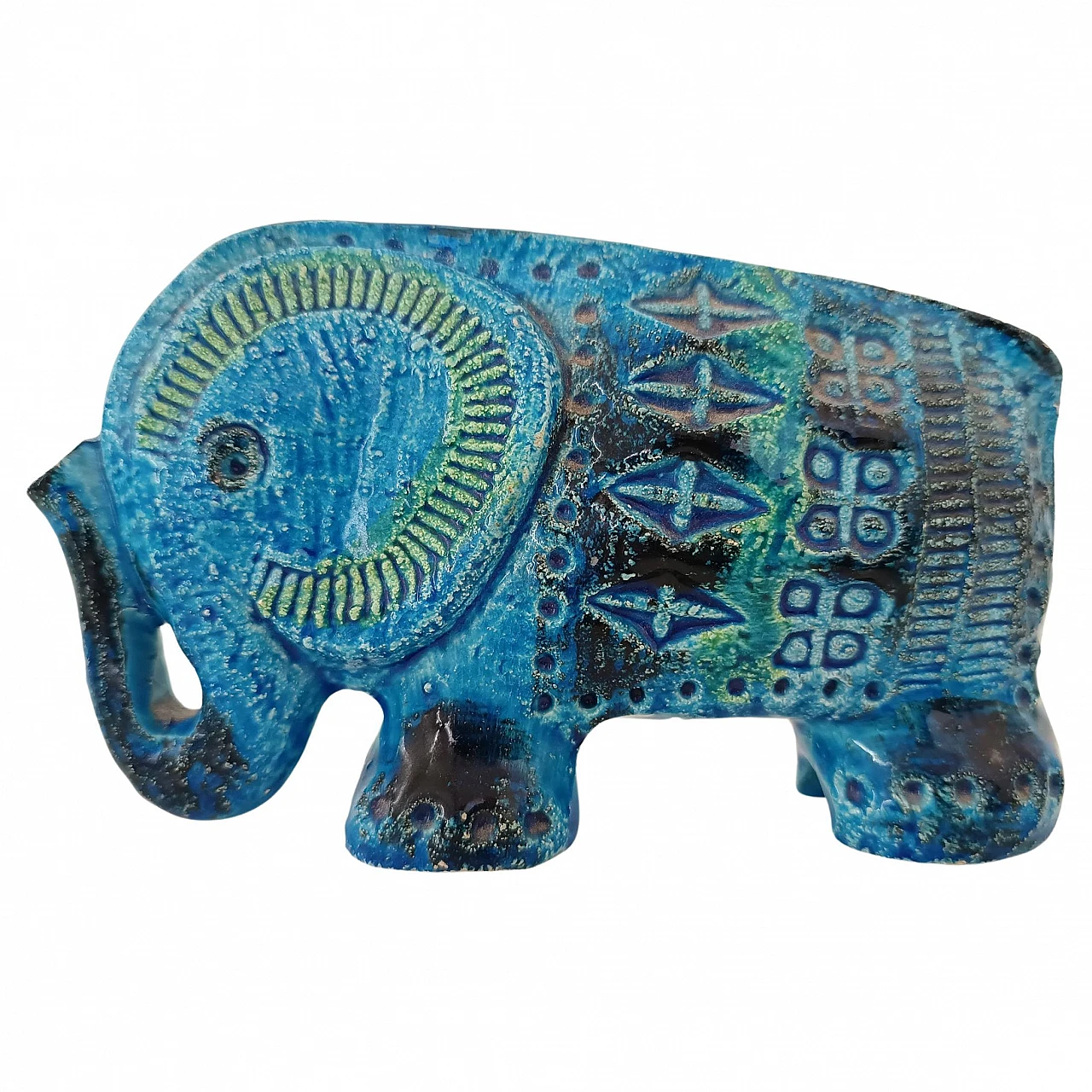 Elefante in ceramica blu di Rimini di A. Londi per Bitossi, anni '60 1