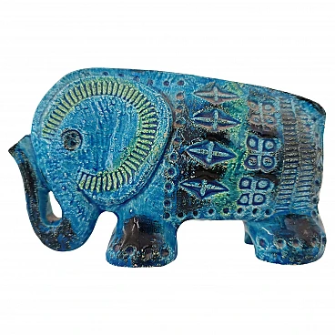 Rimini blue ceramic elephant by Aldo Londi for Bitossi, 1960s