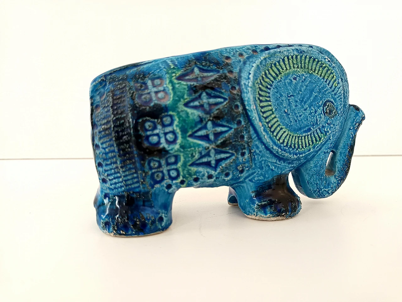 Elefante in ceramica blu di Rimini di A. Londi per Bitossi, anni '60 4