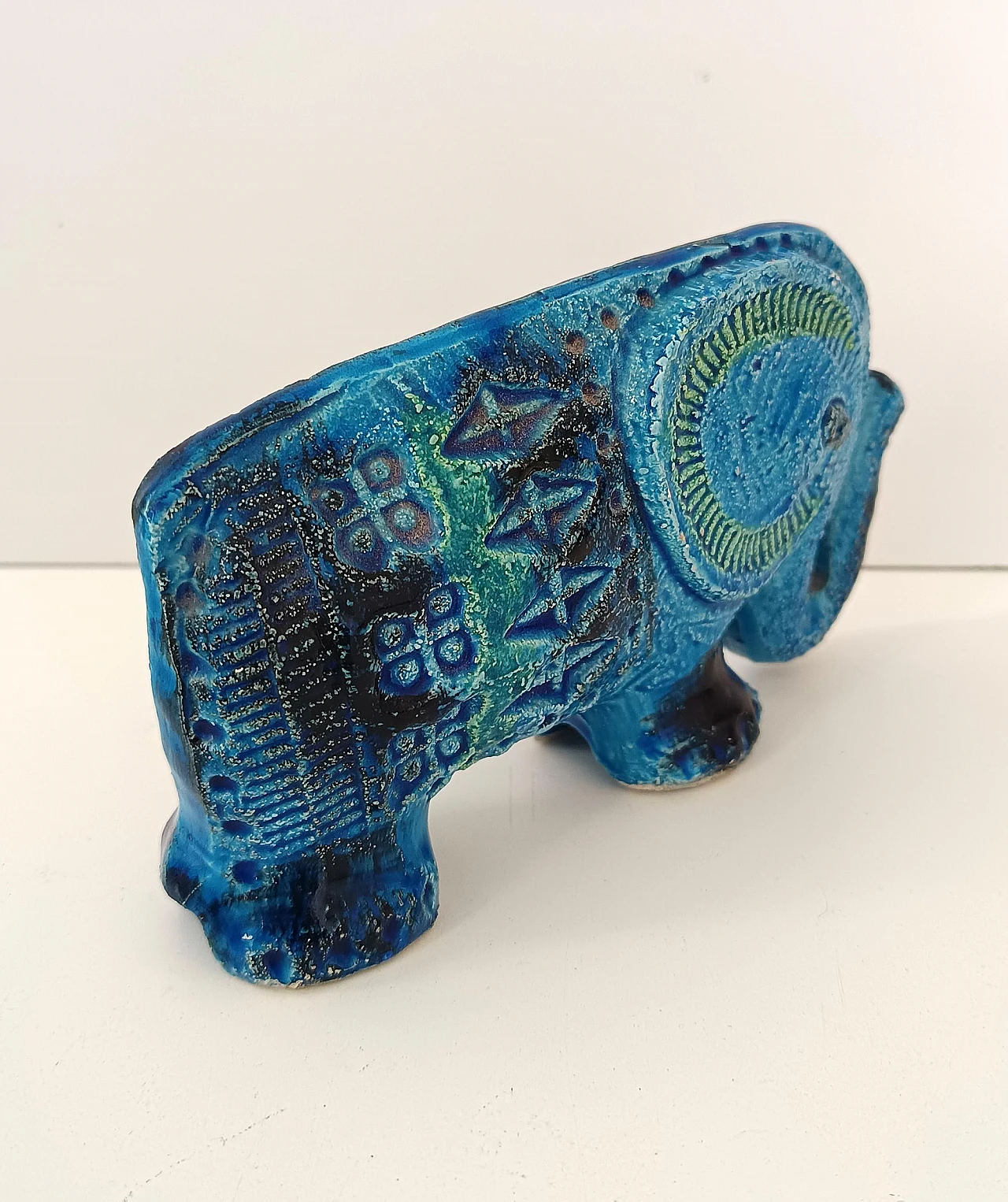 Elefante in ceramica blu di Rimini di A. Londi per Bitossi, anni '60 5