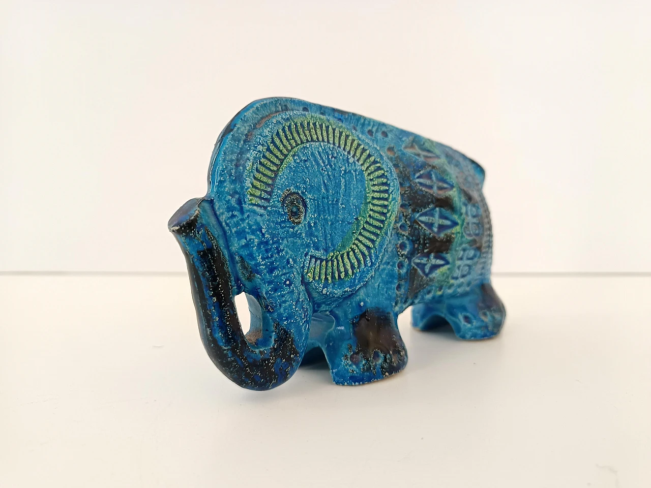 Elefante in ceramica blu di Rimini di A. Londi per Bitossi, anni '60 7