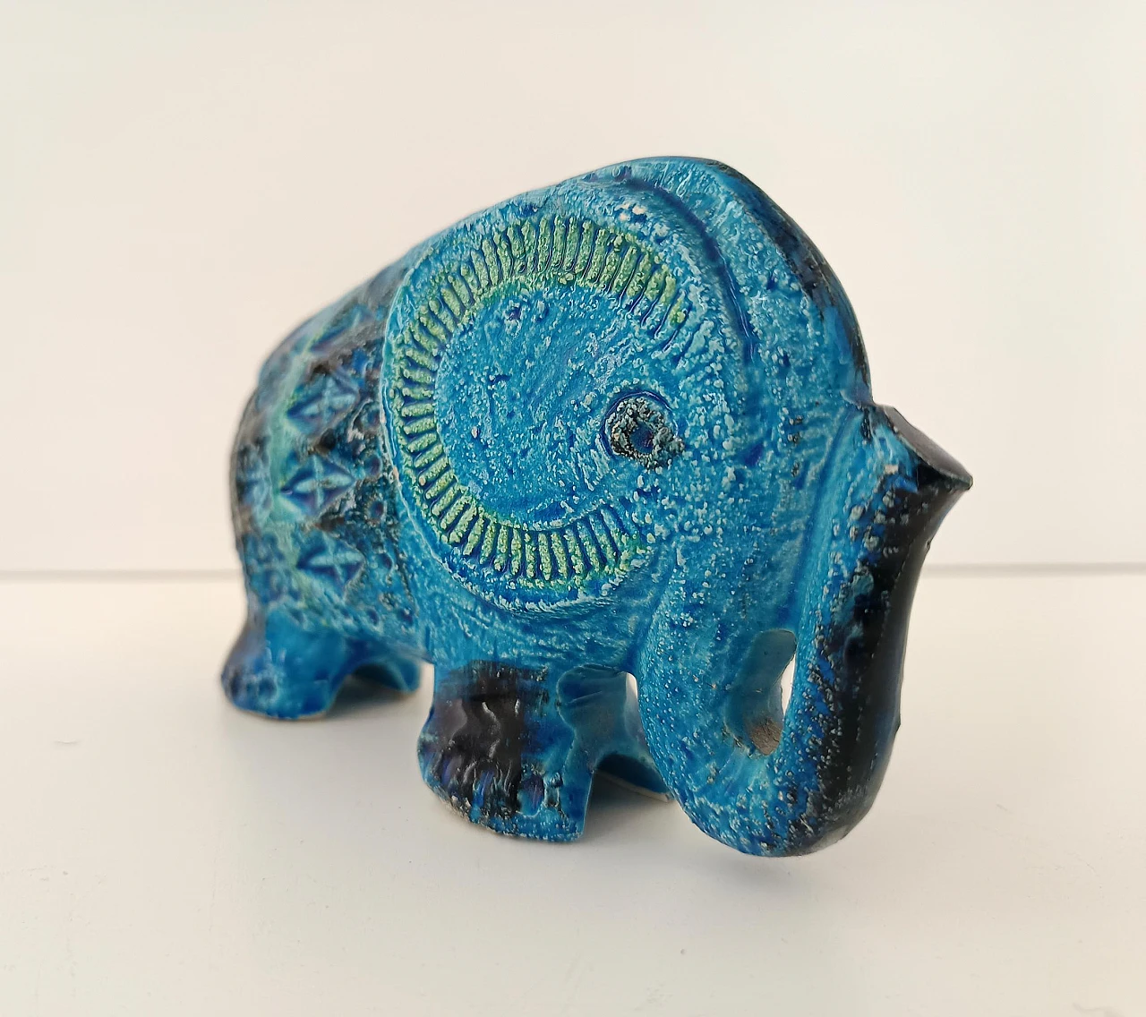 Elefante in ceramica blu di Rimini di A. Londi per Bitossi, anni '60 8