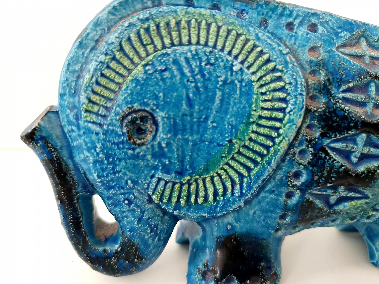 Elefante in ceramica blu di Rimini di A. Londi per Bitossi, anni '60 9