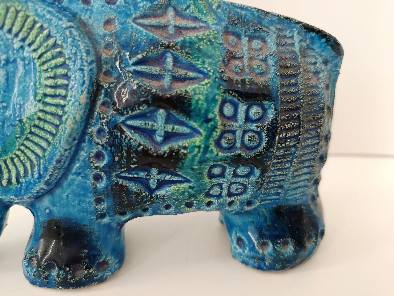 Elefante in ceramica blu di Rimini di A. Londi per Bitossi, anni '60 10