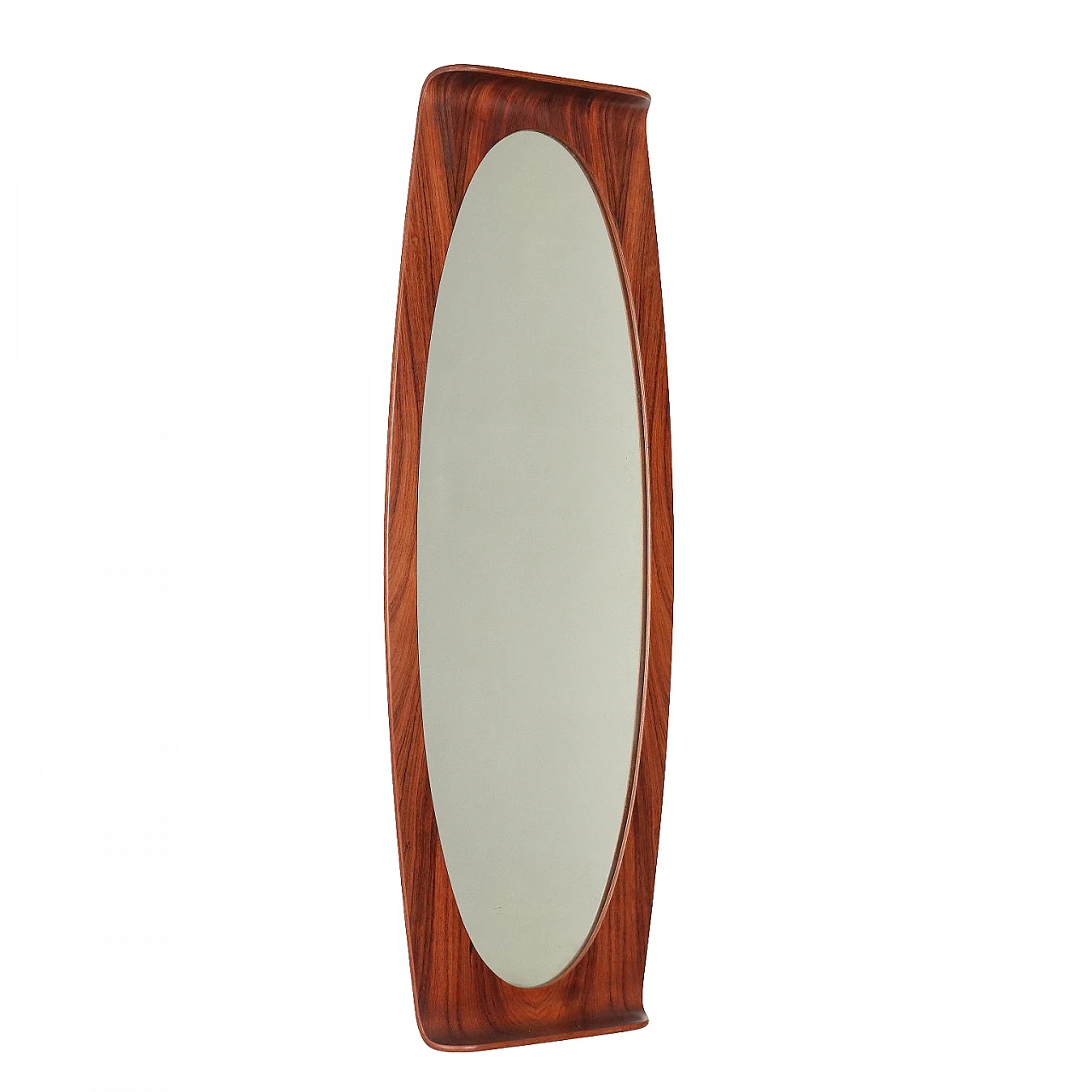 Wall mirror in stained curved plywood in the style of Campo and Graffi, 1960s 1