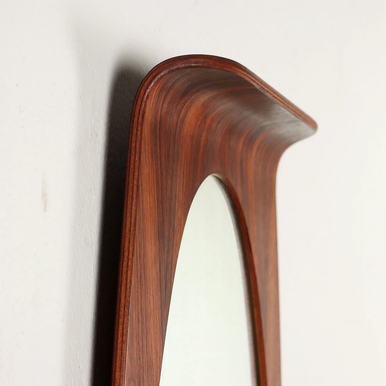 Wall mirror in stained curved plywood in the style of Campo and Graffi, 1960s 7