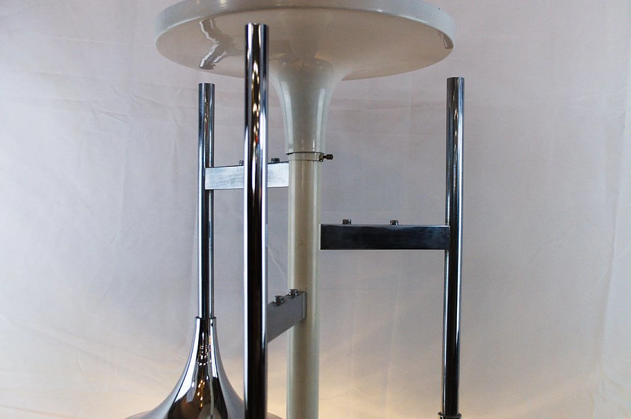Lampadario a 3 luci in vetro e metallo in stile Sciolari, anni '70 4