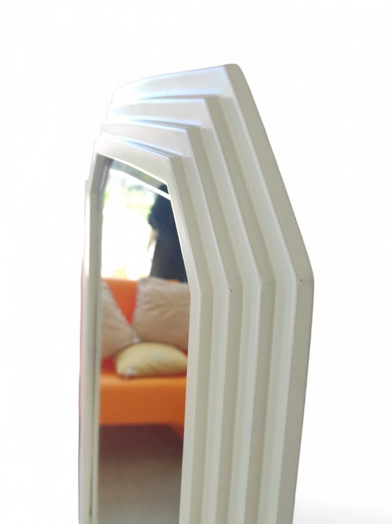 Mirror with octagonal white wooden frame, 1980s 3