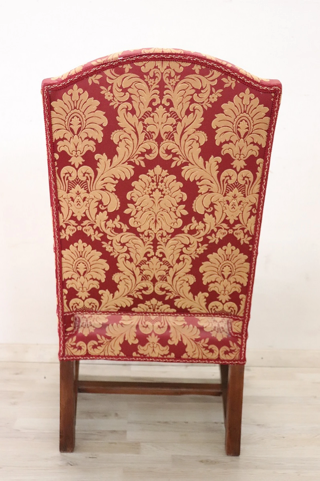 Louis XIV walnut and damask fabric armchair, early 18th century 6