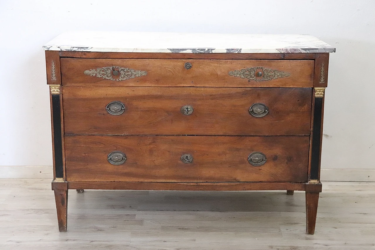 Empire walnut commode with marble top, early 19th century 3