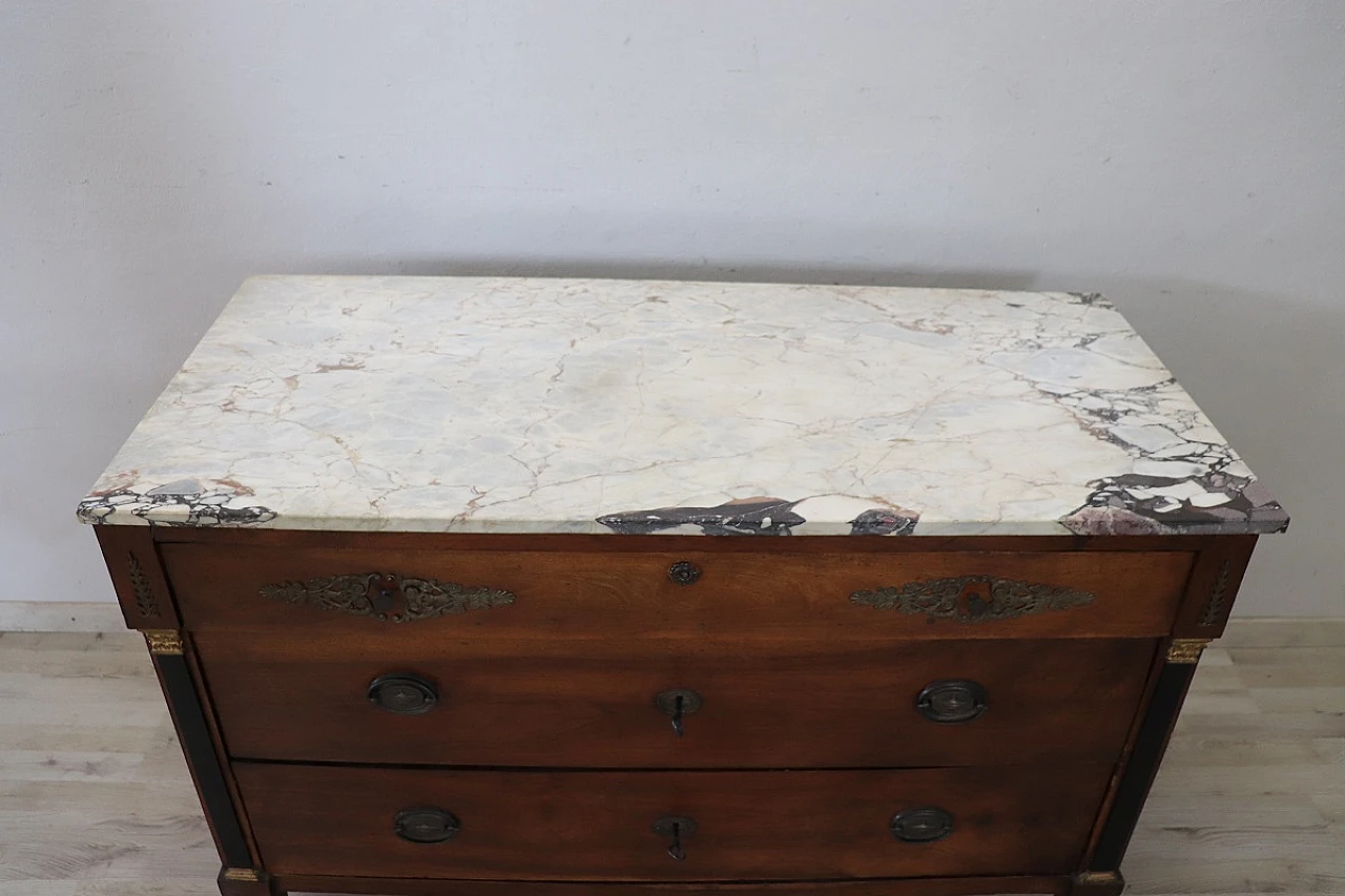 Empire walnut commode with marble top, early 19th century 4