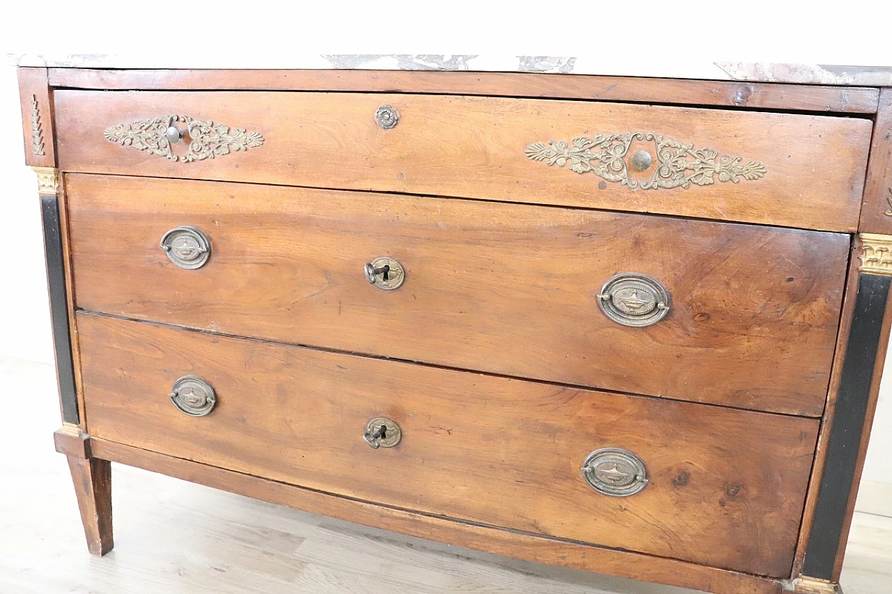 Empire walnut commode with marble top, early 19th century 8