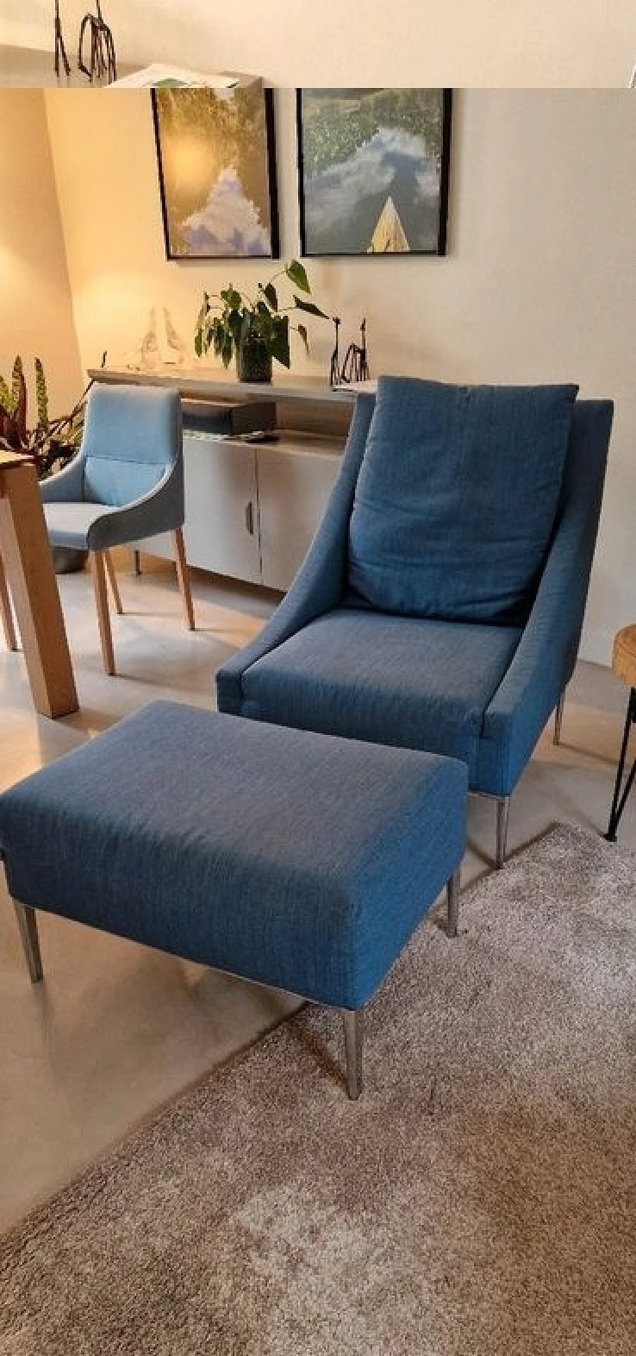 Jean armchair and pouf in blue by A. Citterio for B&B Italia, 2013 11