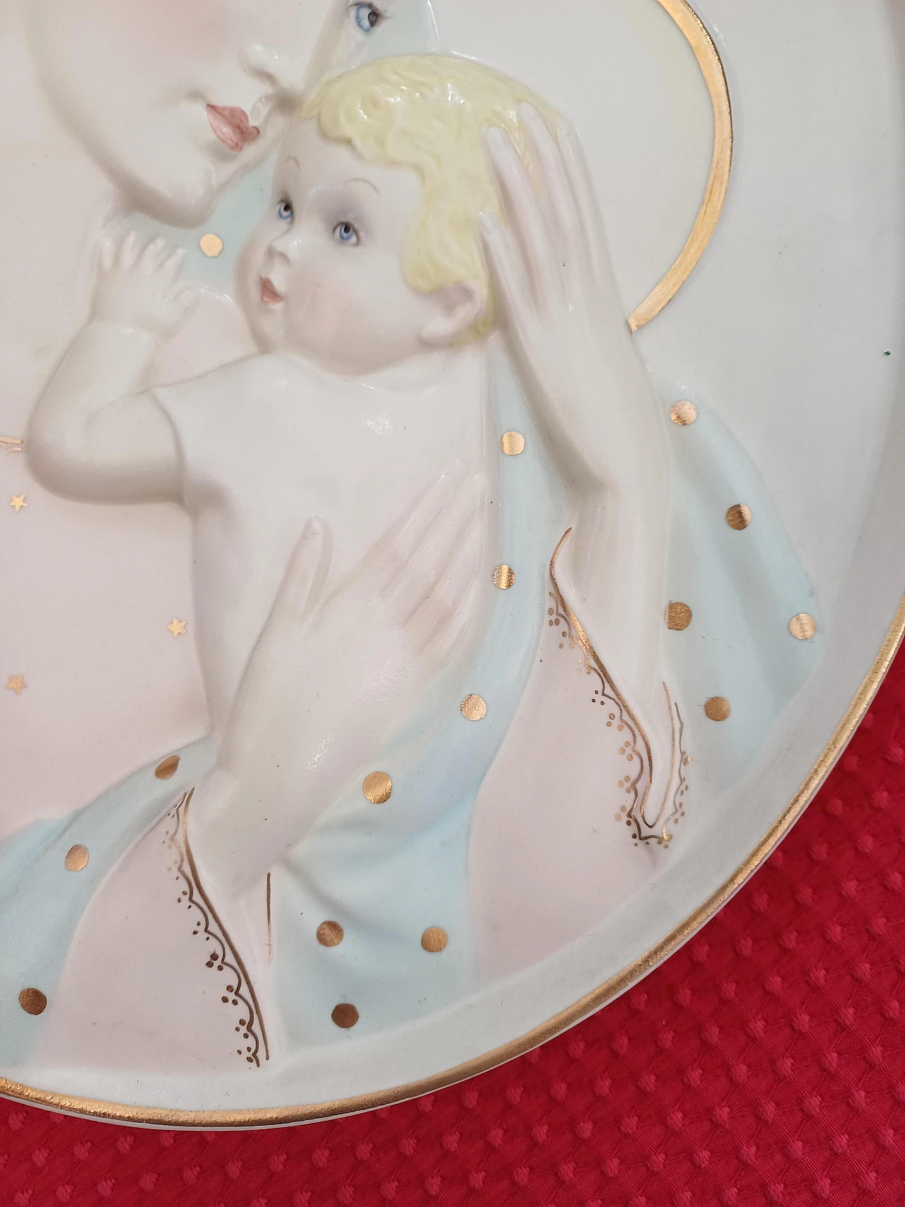 Ceramic plate of Madonna and Child by Lenci, 1950s 7