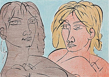 Tono Zancanaro, Paolo e Francesca , Litografia 1980-1999