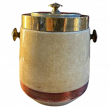 Brass and leather ice bucket by Aldo Tura, 1950s