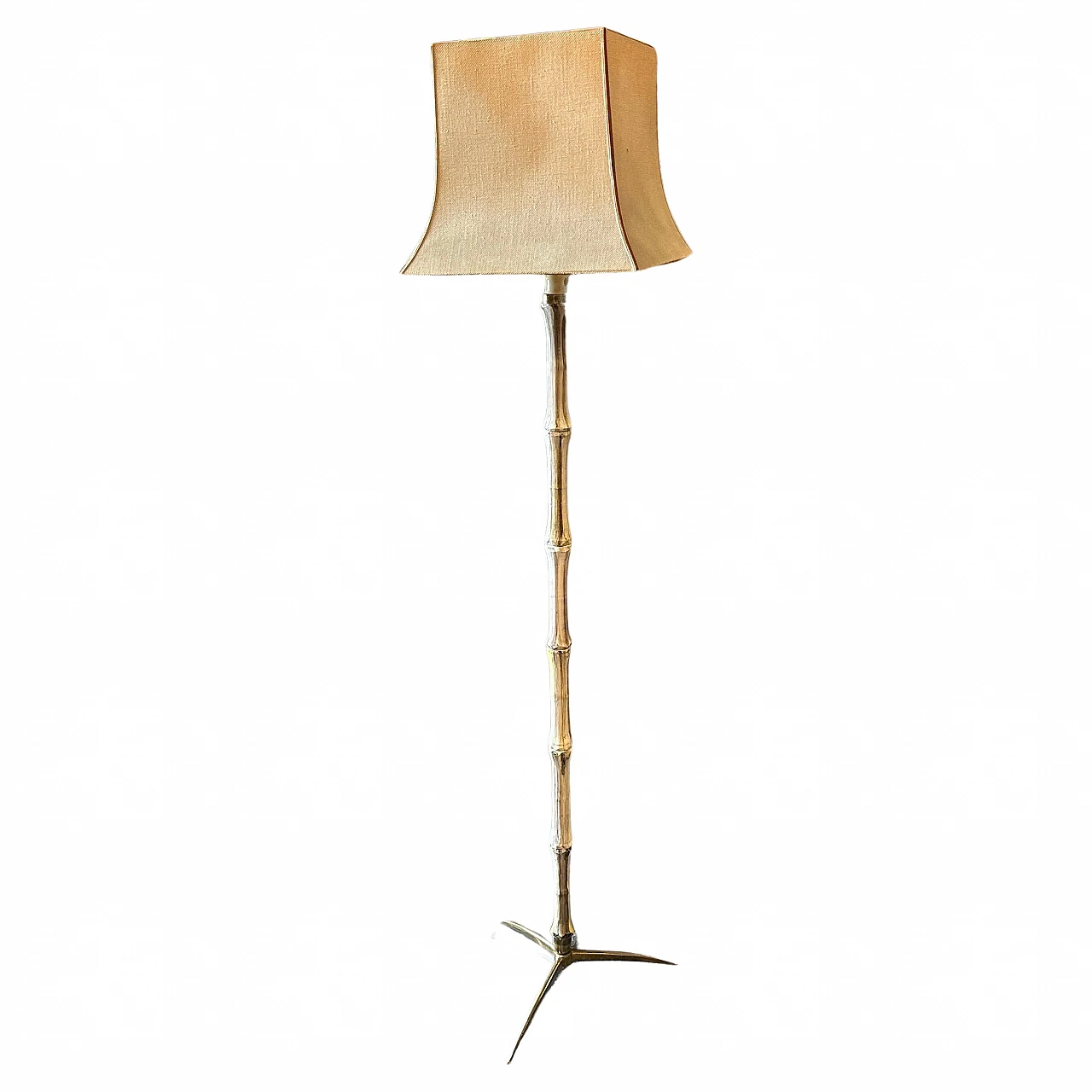 Ceramic and brass floor lamp, 1950s 1