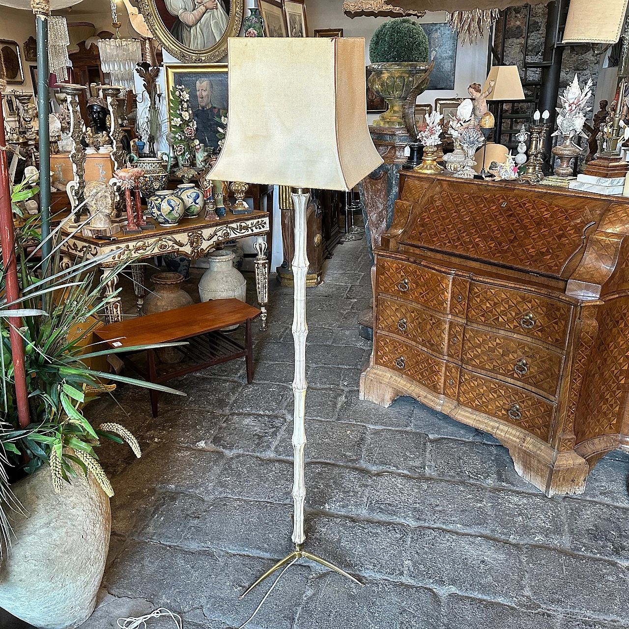 Ceramic and brass floor lamp, 1950s 2