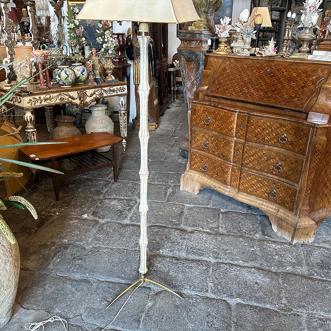 Ceramic and brass floor lamp, 1950s 3