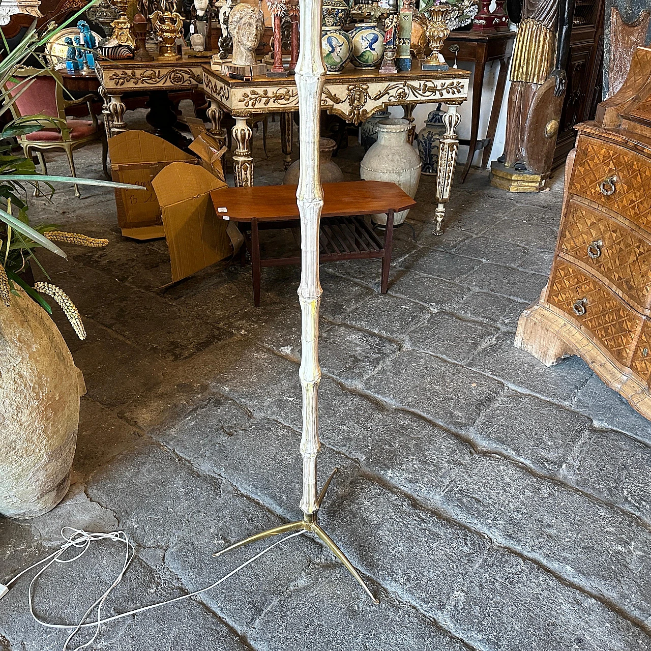 Ceramic and brass floor lamp, 1950s 4