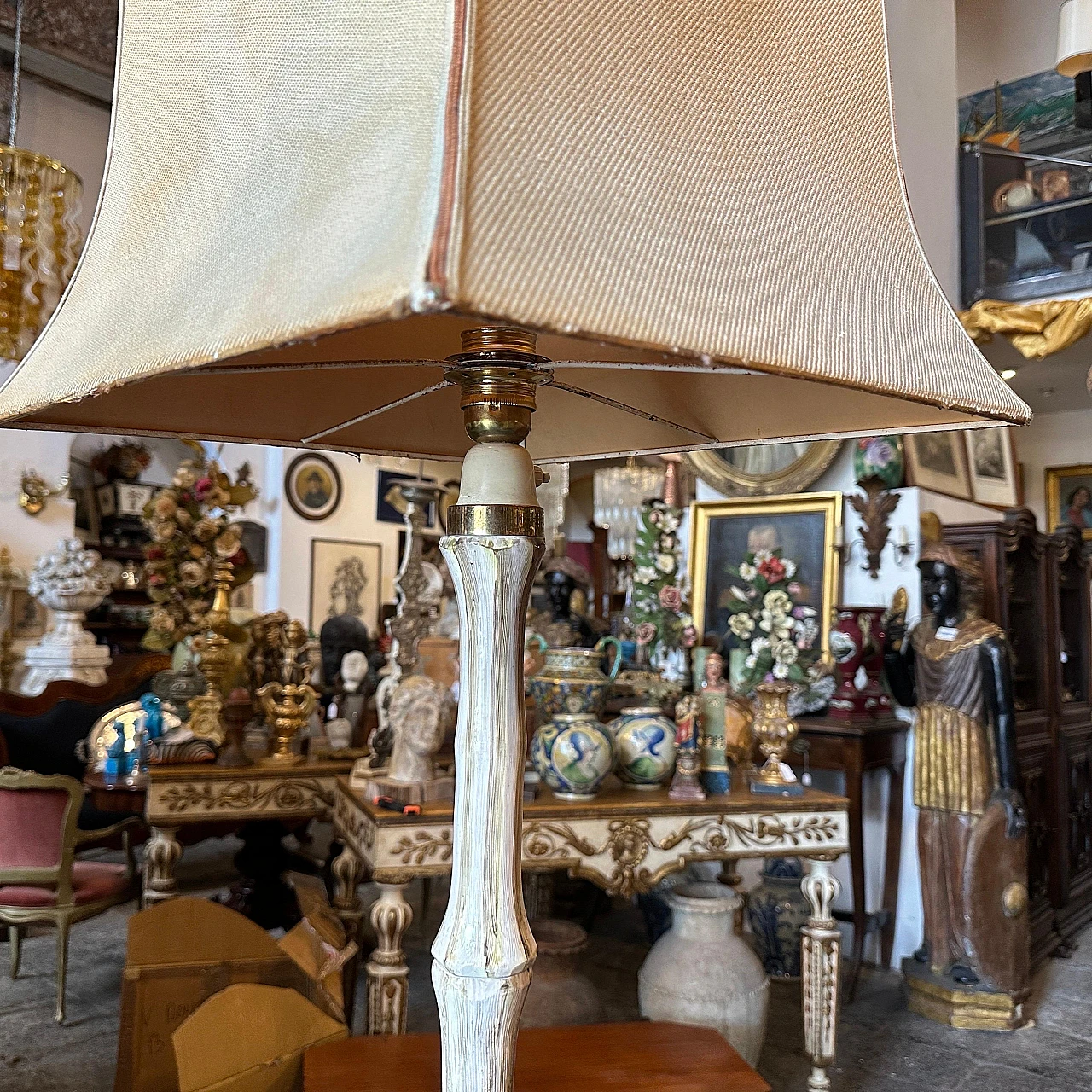 Ceramic and brass floor lamp, 1950s 5