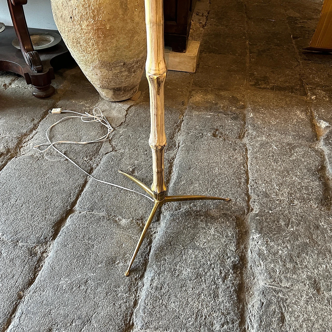 Ceramic and brass floor lamp, 1950s 8