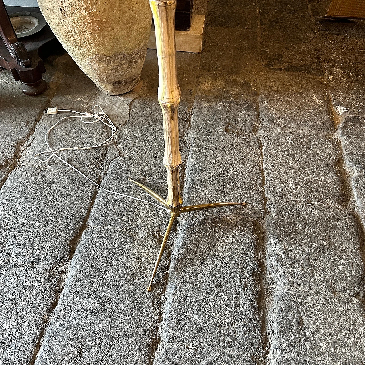 Ceramic and brass floor lamp, 1950s 10