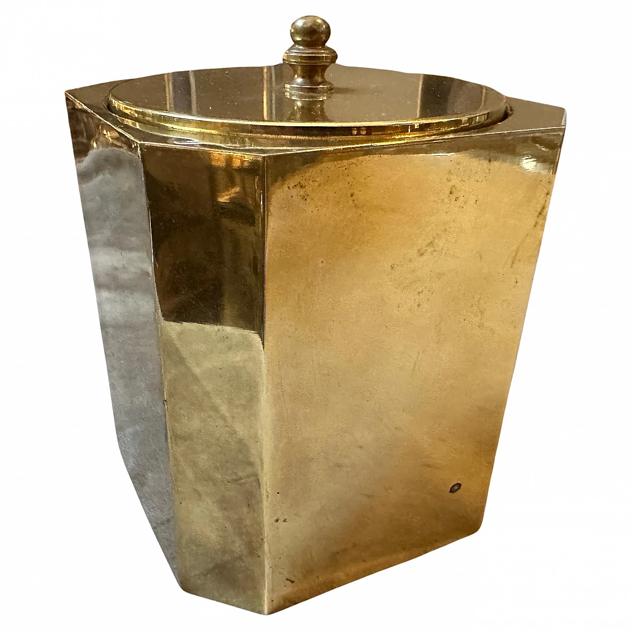 Octagonal solid brass ice bucket, 1950s 1