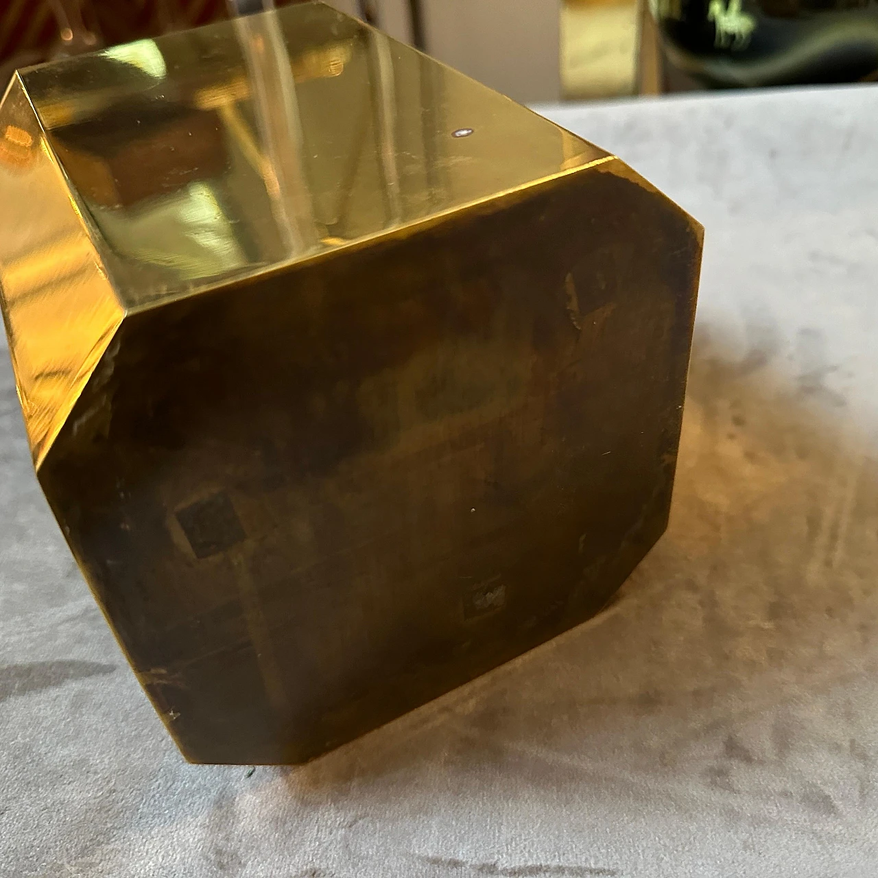 Octagonal solid brass ice bucket, 1950s 8