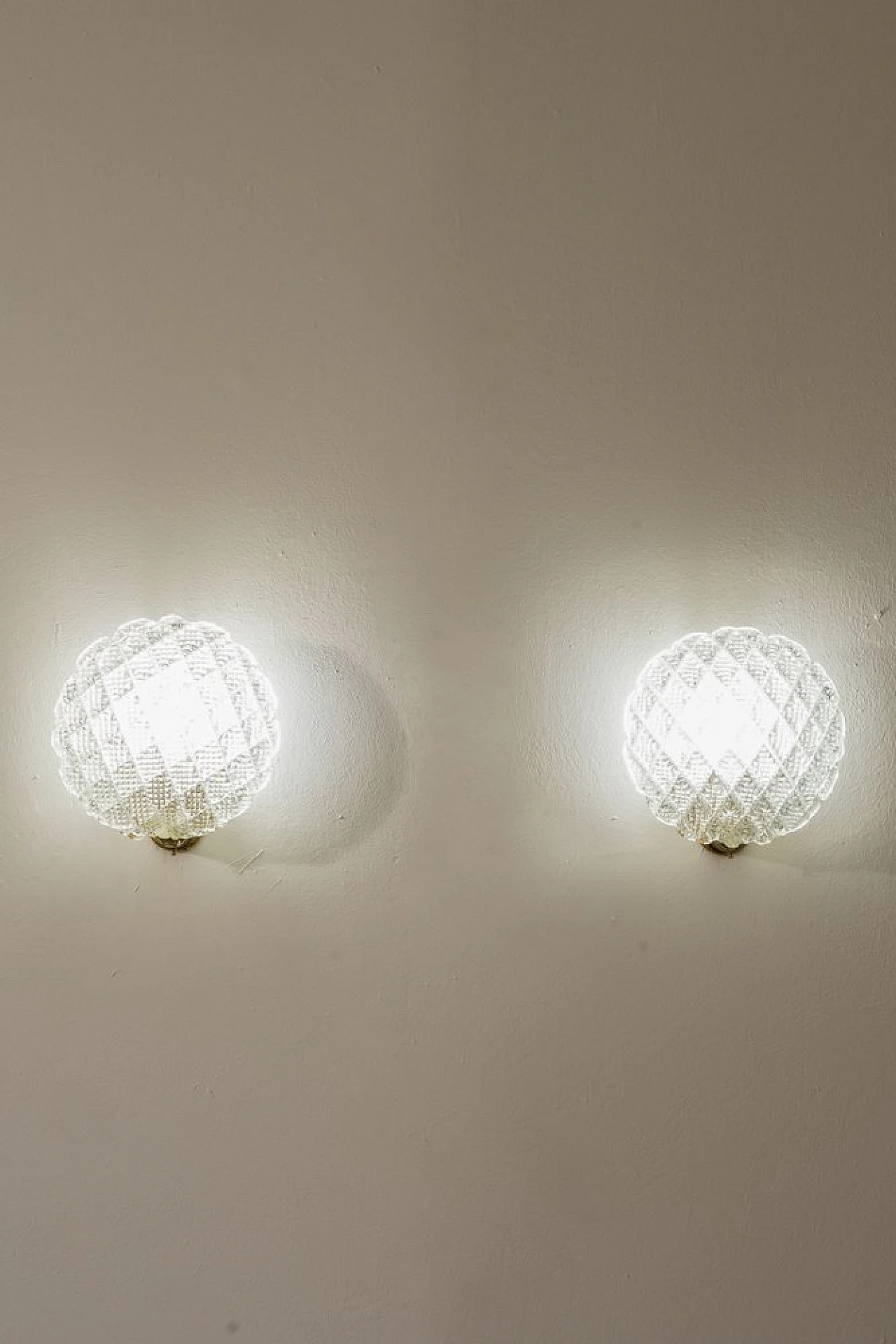 Pair of Art Deco wall lights attributed to Barovier & Toso, 1930s 8