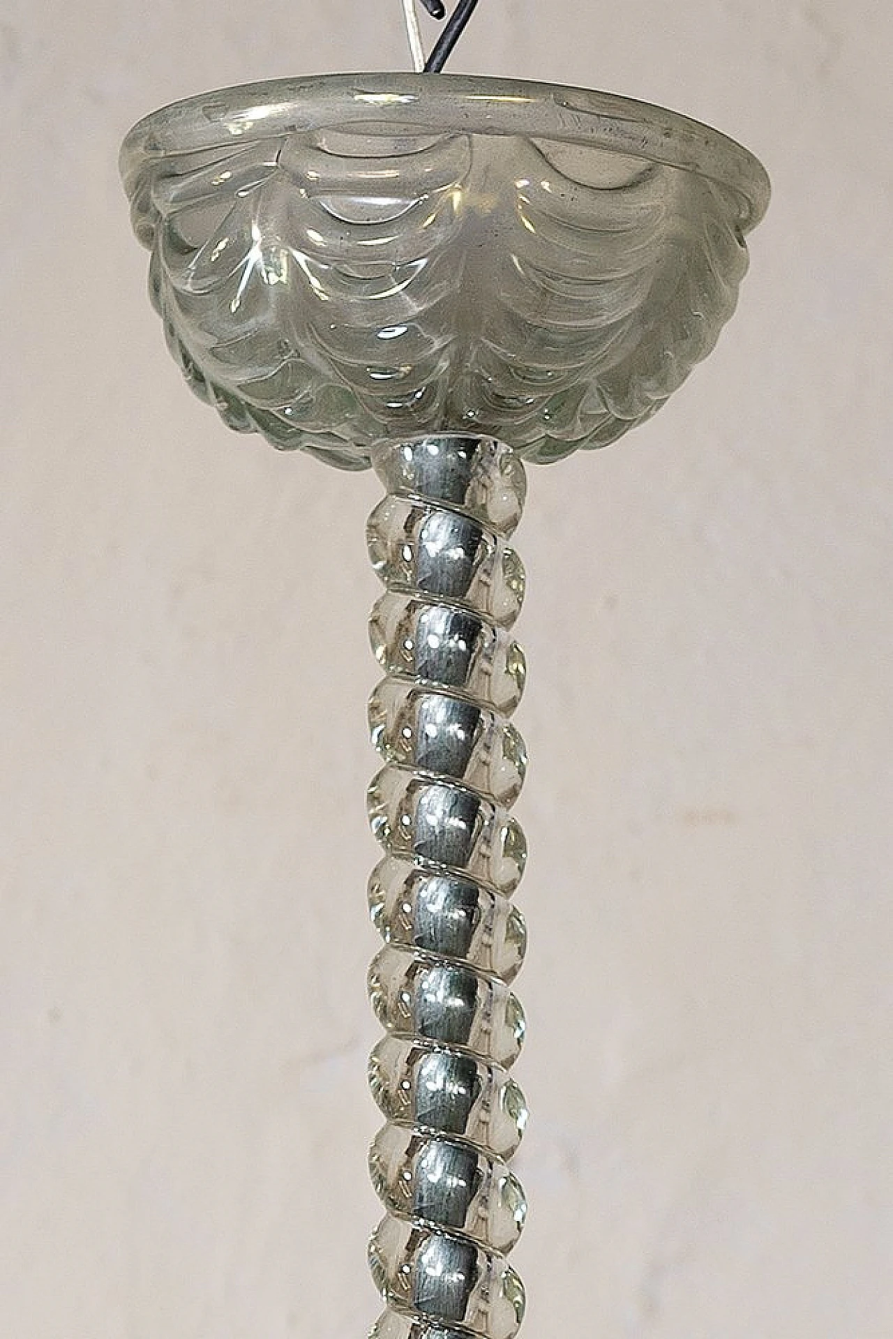 Art Deco iridescent Murano glass chandelier, 1940s 10