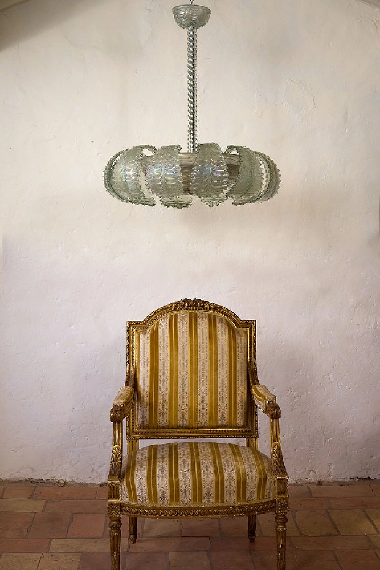 Art Deco iridescent Murano glass chandelier, 1940s 11