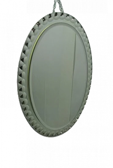 Specchio ovale di Antonio Lupo per Crystal Luxor, anni '60