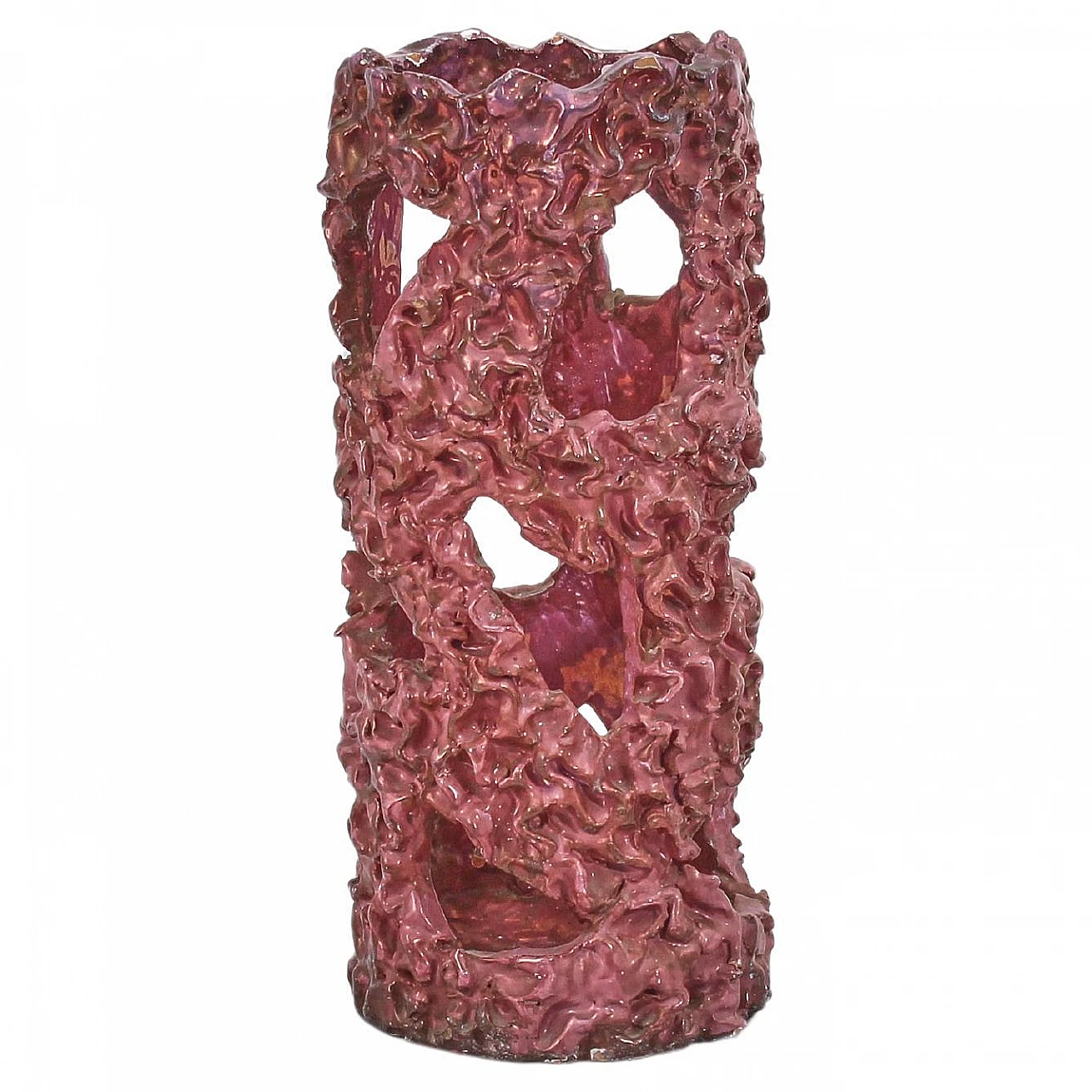 Pink glazed ceramic umbrella stand attr. to P. Melandri, 1940s 1