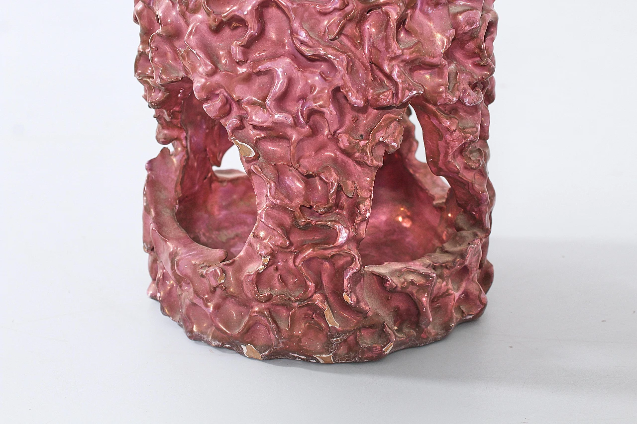 Pink glazed ceramic umbrella stand attr. to P. Melandri, 1940s 7