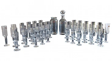 42 Bicchieri, brocca e bottiglia in vetro di C. Moretti, 1986