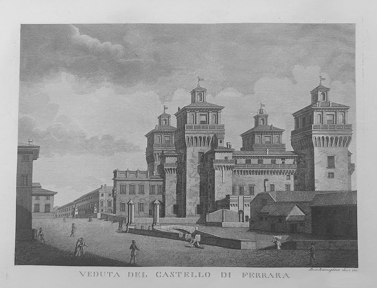 B. Rosaspina, View of the Castle of Ferrara, etching, 19th century 1