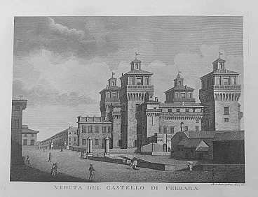 B. Rosaspina, View of the Castle of Ferrara, etching, 19th century