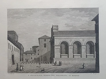 B. Rosaspina, Malatesta Temple in Rimini, etching, 19th century