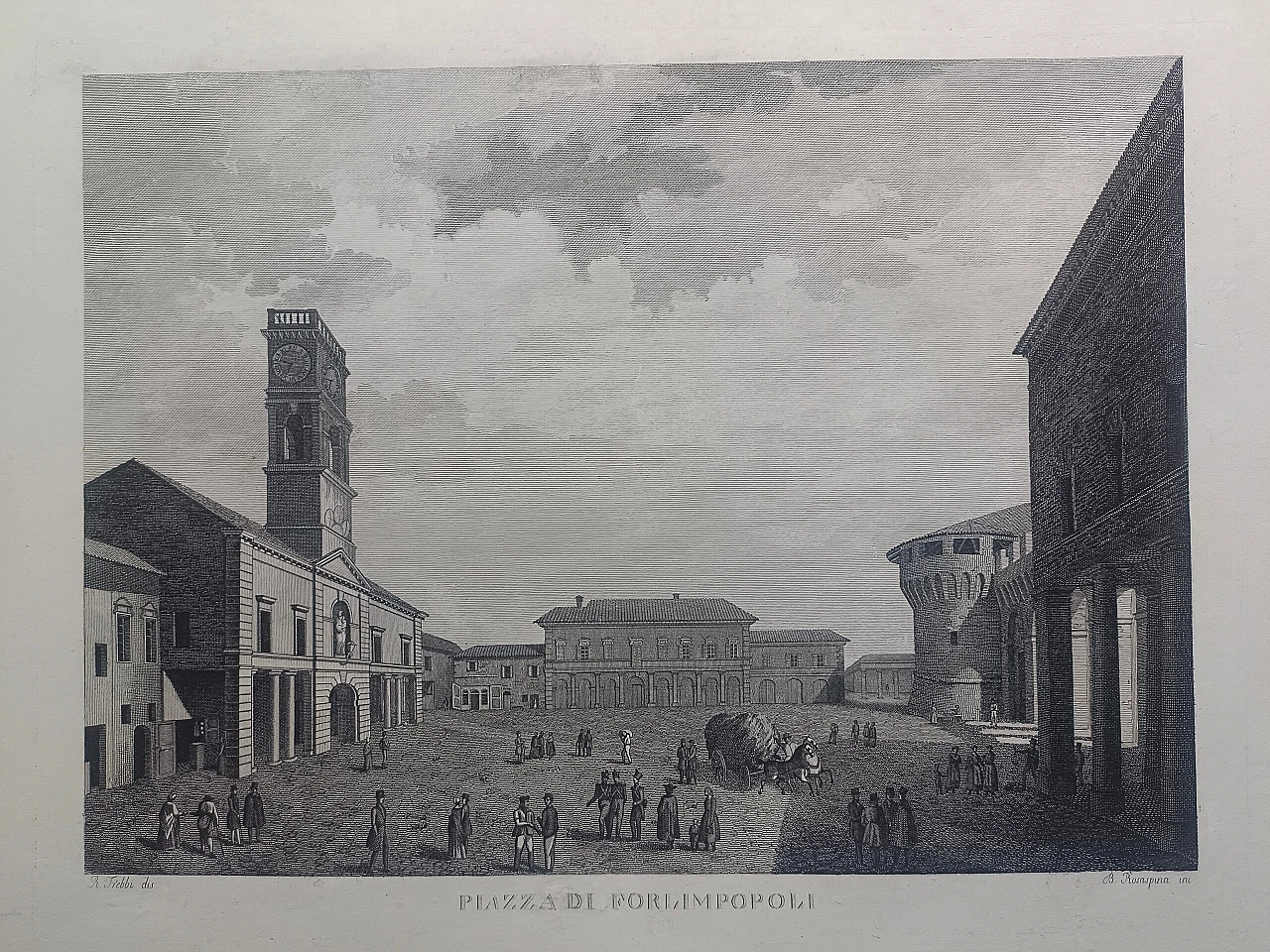 B. Rosaspina, Square of Forlimpopoli, etching, 19th century 1