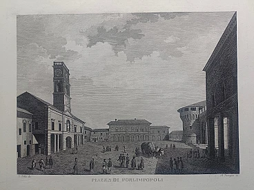 B. Rosaspina, Square of Forlimpopoli, etching, 19th century