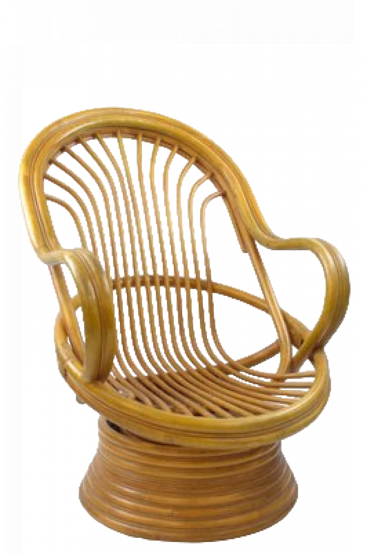 Bamboo swivel rocking chair with armrests, 1970s 19