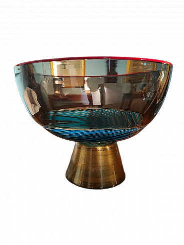 Coppa in vetro di Murano di Yoichi Ohira per De Majo, 1994