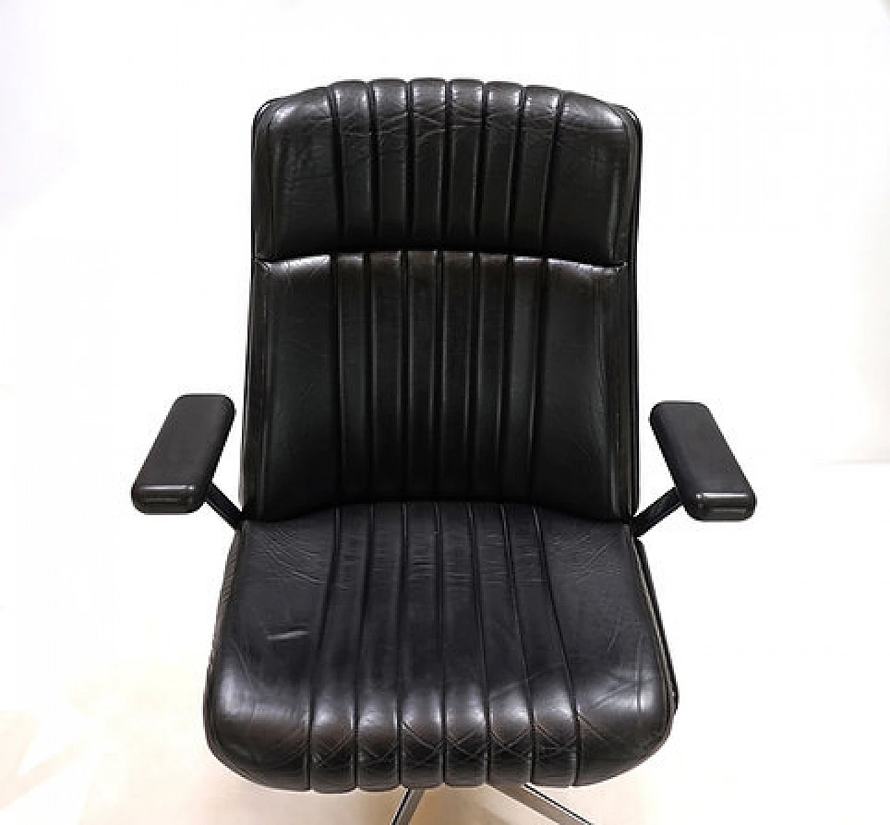 Black leather 7014 office armchair by Stoll Giroflex, 1970s 12