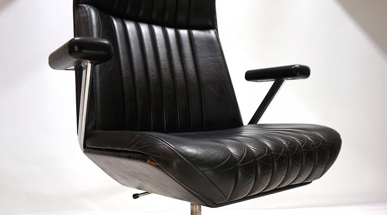Black leather 7014 office armchair by Stoll Giroflex, 1970s 16