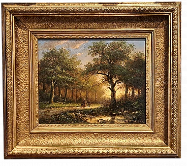 The Walk in the woods, oil on panel, second half of the 19th century