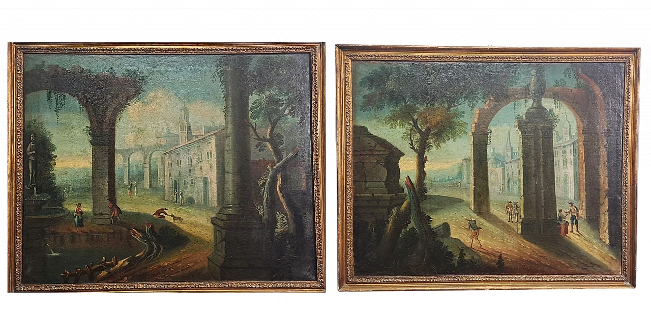 Pair of architectural capricci by Giovanni Domenico Gambo,18th century 11