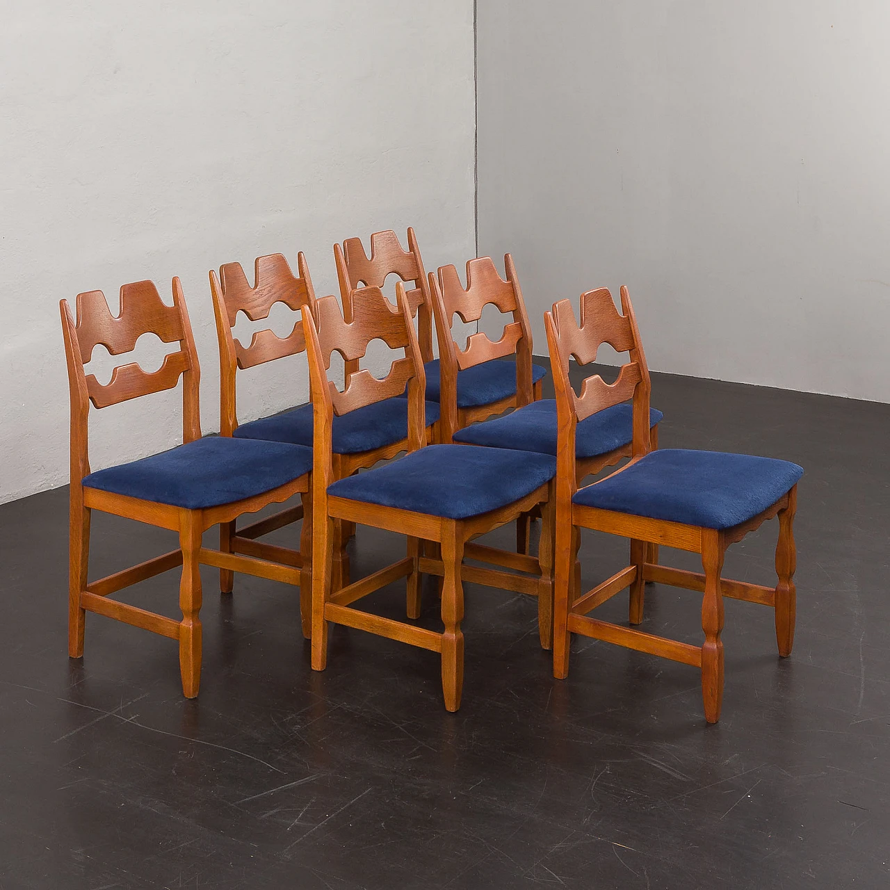 6 Razor Blade chairs by Henning Kjaernulf for Nyrup, 1960s 5