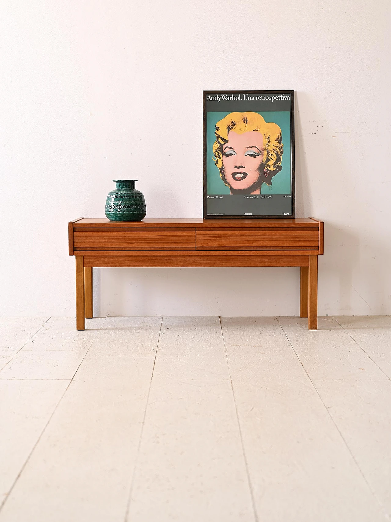 Scandinavian teak TV cabinet with drawers, 1960s 1